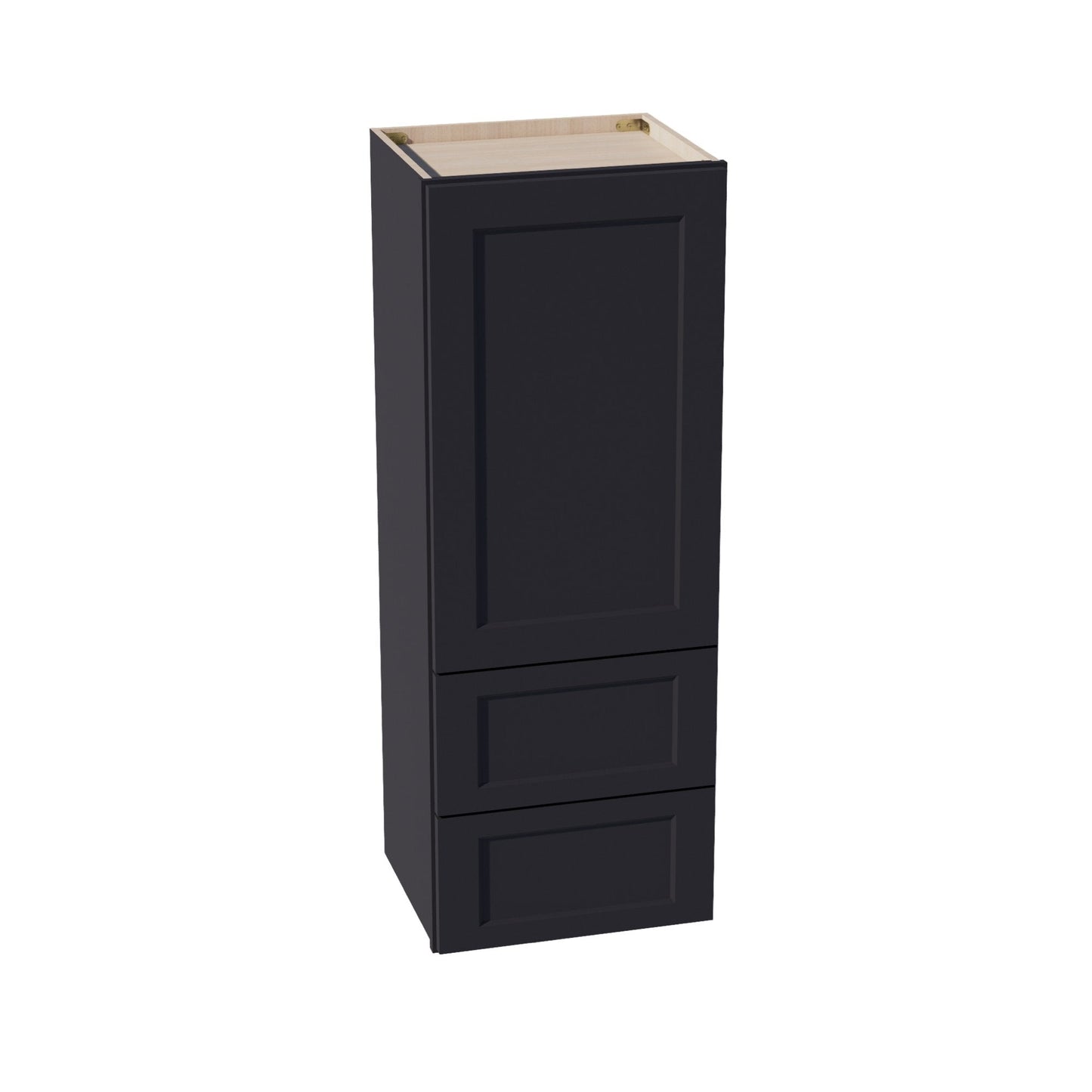 HE - WD1848: Ebony Black Shaker 18"W x 48"H 1 Door & 2 Drawers Special Wall Cabinet - NextCabinets