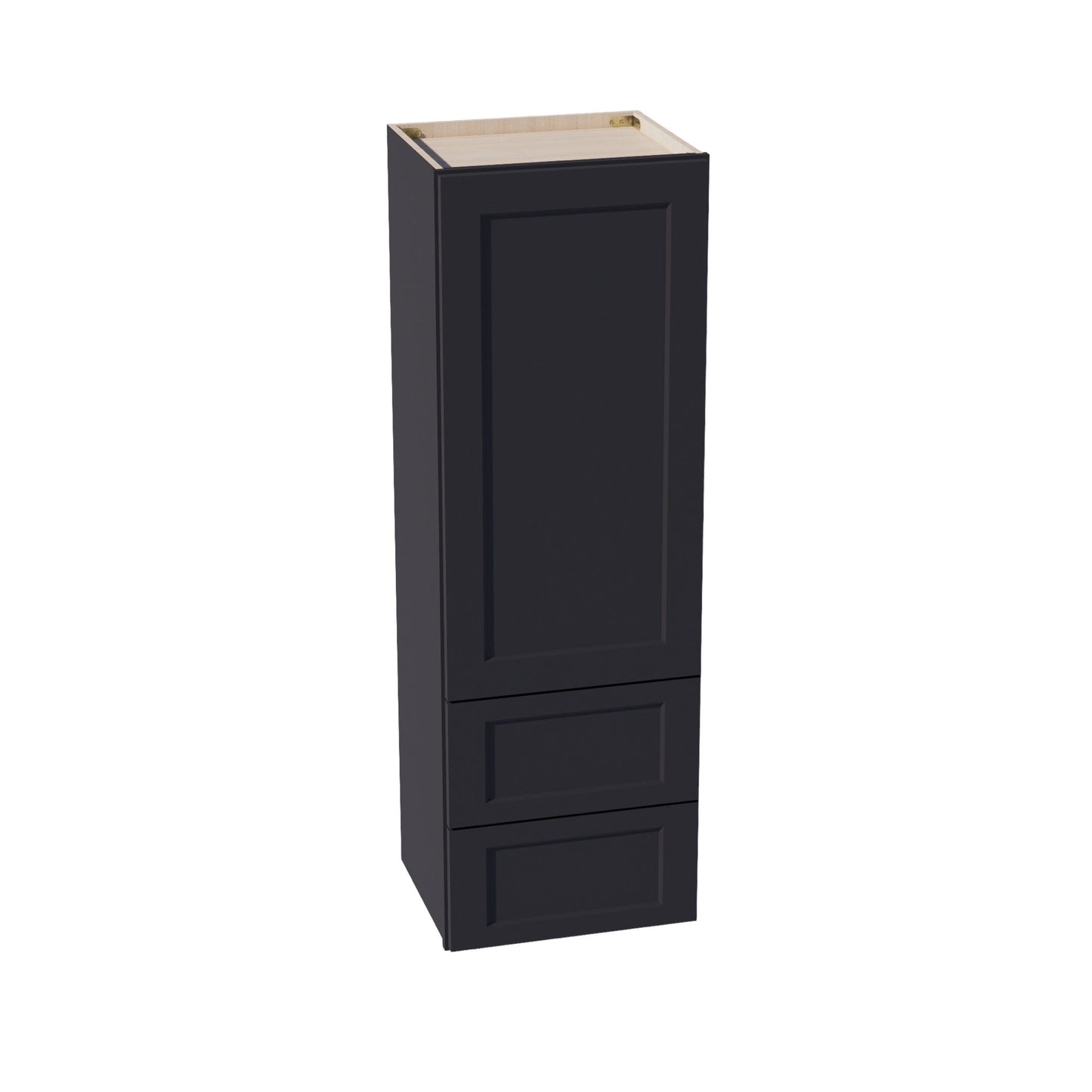 HE - WD1854: Ebony Black Shaker 18"W x 54"H 1 Door & 2 Drawers Special Wall Cabinet - NextCabinets