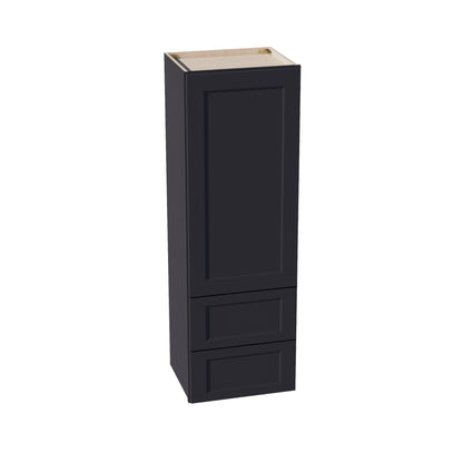 HE - WD1854: Ebony Black Shaker 18"W x 54"H 1 Door & 2 Drawers Special Wall Cabinet - NextCabinets