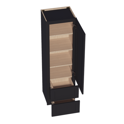 HE - WD1860: Ebony Black Shaker 18"W x 60"H 1 Door & 2 Drawers Special Wall Cabinet - NextCabinets