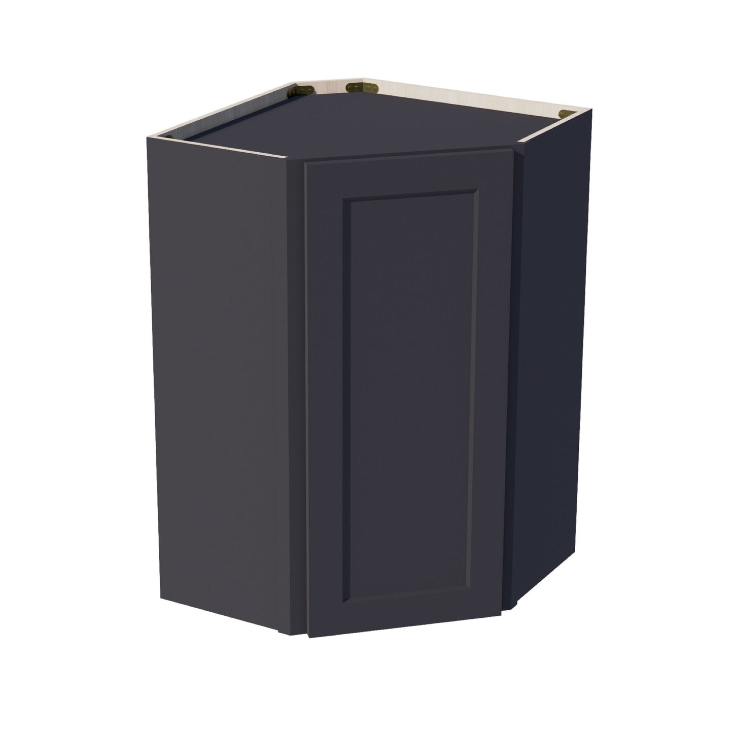 HE - WDC2436: Ebony Black Shaker 24"W x 36"H 1 Door & 2 Shelves Diagonal Wall Corner Cabinet - NextCabinets