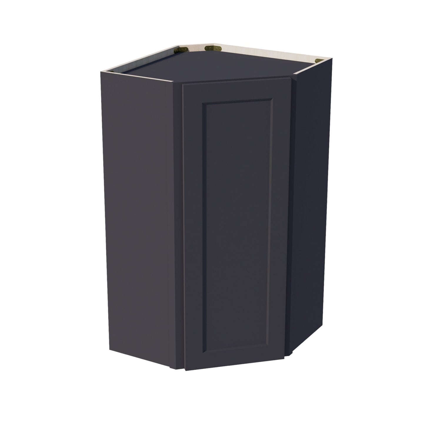 HE - WDC2442: Ebony Black Shaker 24"W x 42"H 1 Door & 2 Shelves Diagonal Wall Corner Cabinet - NextCabinets