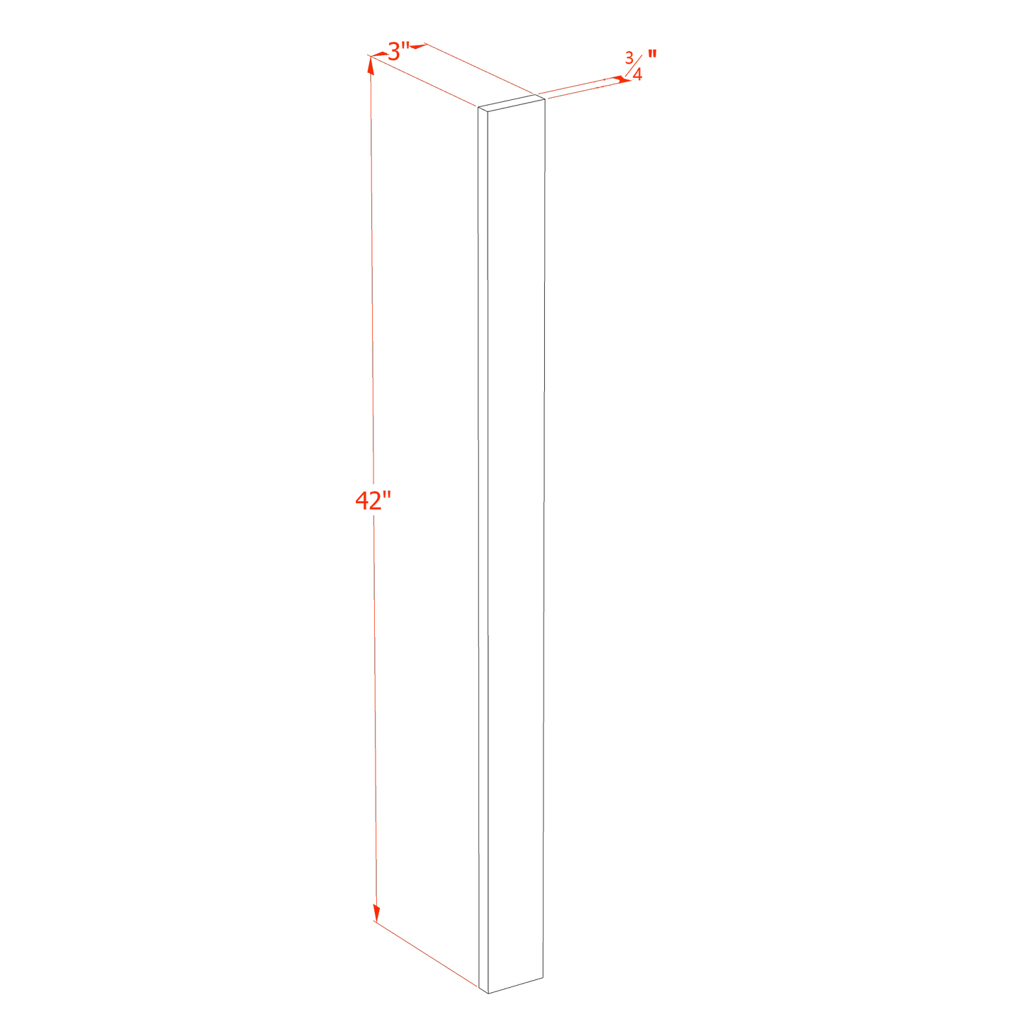 HE - WF342: Ebony Black Shaker 03"W x 42"H Wall Cabinet Filler - NextCabinets
