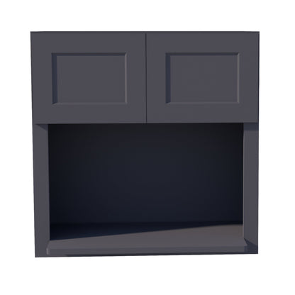 HE - WM3030: Ebony Black Shaker 30"W x 30"H 2 Doors Wall Built - in Microwave Cabinets - NextCabinets