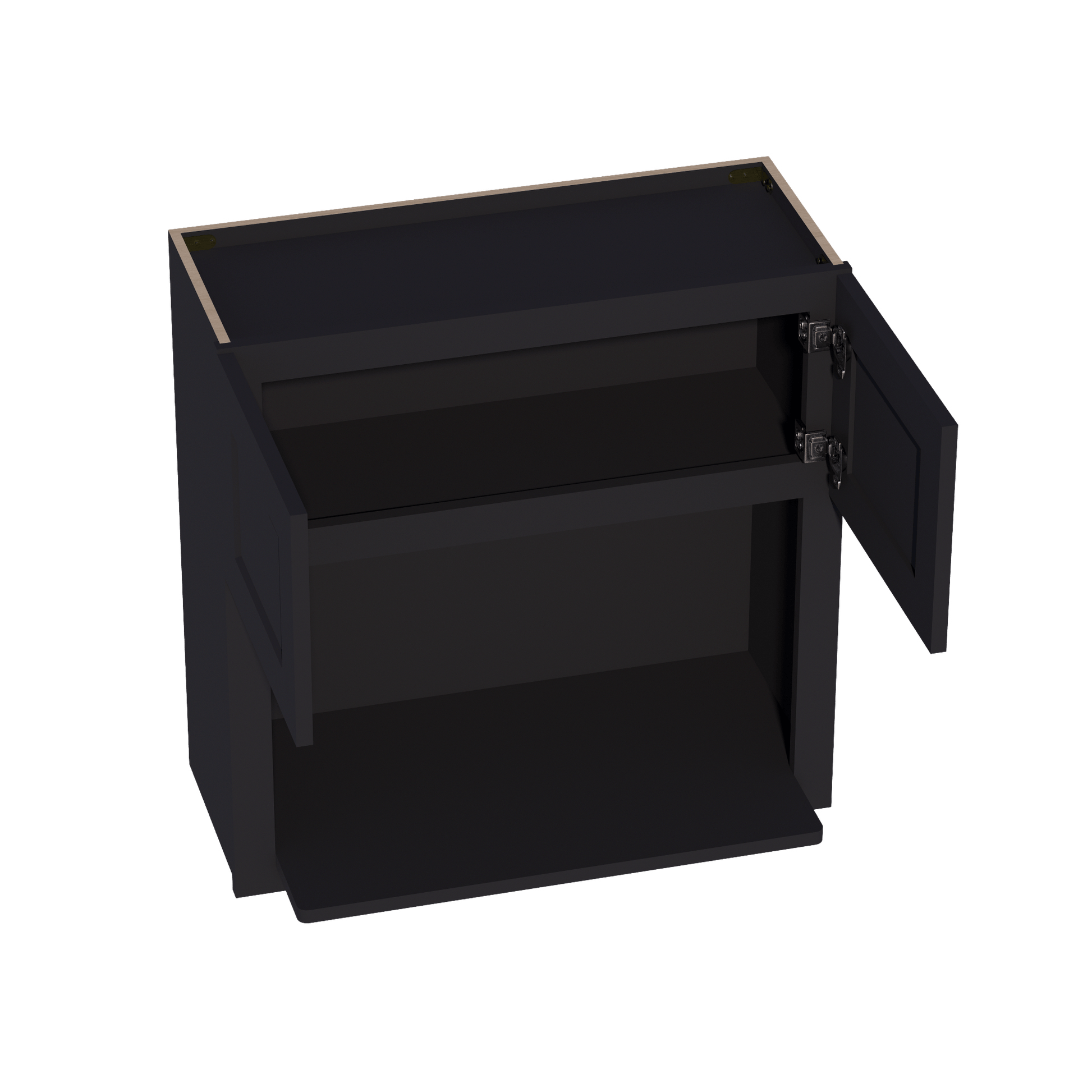 HE - WM3030: Ebony Black Shaker 30"W x 30"H 2 Doors Wall Built - in Microwave Cabinets - NextCabinets