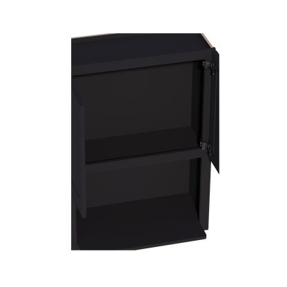 HE - WM3042: Ebony Black Shaker 30"W x 42"H 2 Door & 1 Shelf Wall Built - in Microwave Cabinets - NextCabinets