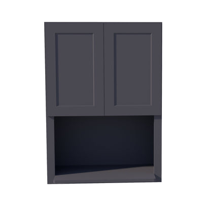 HE - WM3042: Ebony Black Shaker 30"W x 42"H 2 Door & 1 Shelf Wall Built - in Microwave Cabinets - NextCabinets