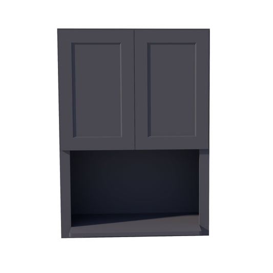 HE - WM3042: Ebony Black Shaker 30"W x 42"H 2 Door & 1 Shelf Wall Built - in Microwave Cabinets - NextCabinets