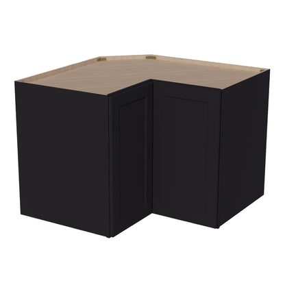 HE - WPC2430: Ebony Black Shaker 24"W x 30"H 1 Door & 2 Shelves Pie Cut Wall Corner Cabinet - NextCabinets
