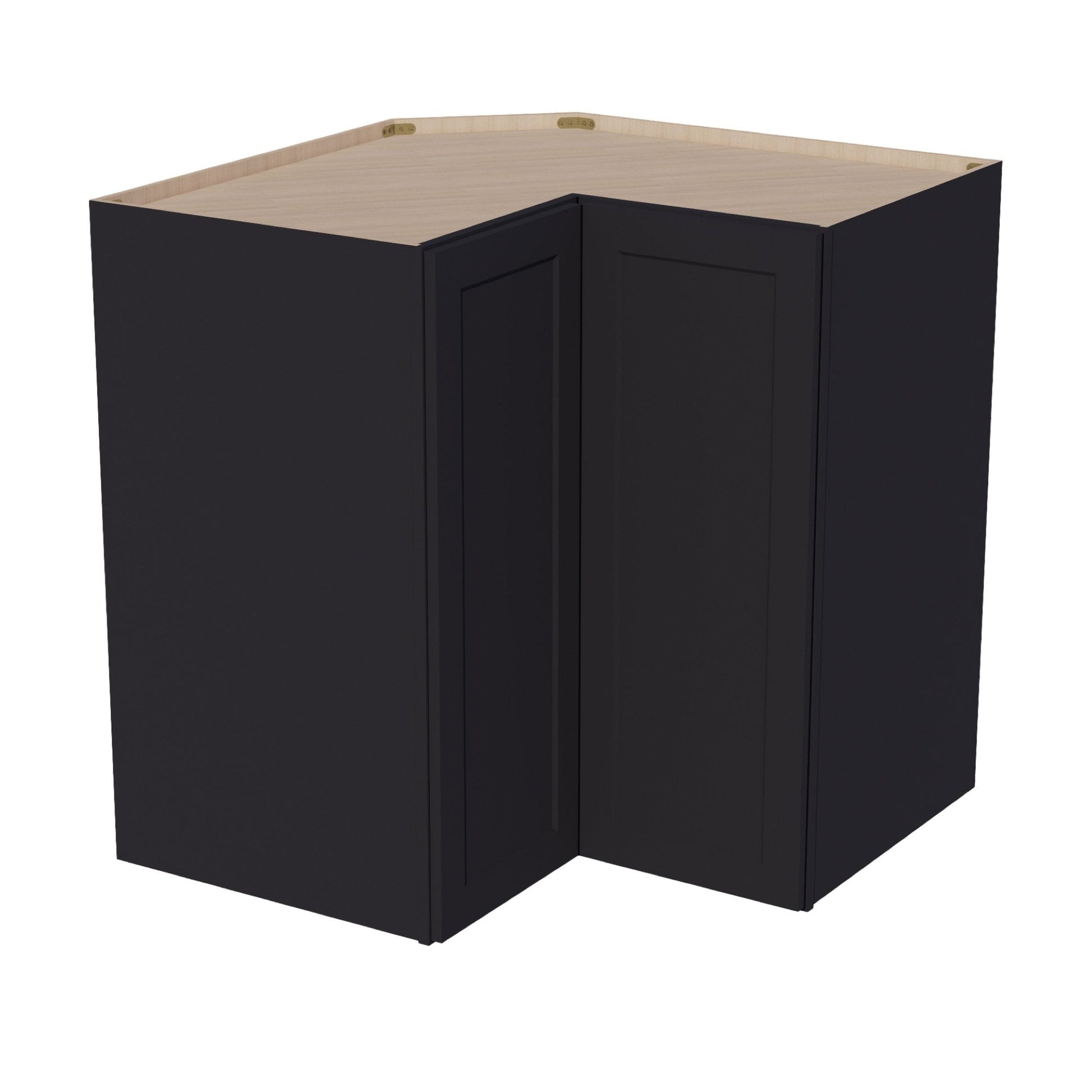 HE - WPC2442: Ebony Black Shaker 24"W x 42"H 1 Door & 3 Shelves Pie Cut Wall Corner Cabinet - NextCabinets