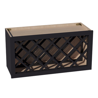 HE - WR3015: Ebony Black Shaker 30"W x 15"H x 12"D Wall Wine Rack Incl. Shelf - NextCabinets