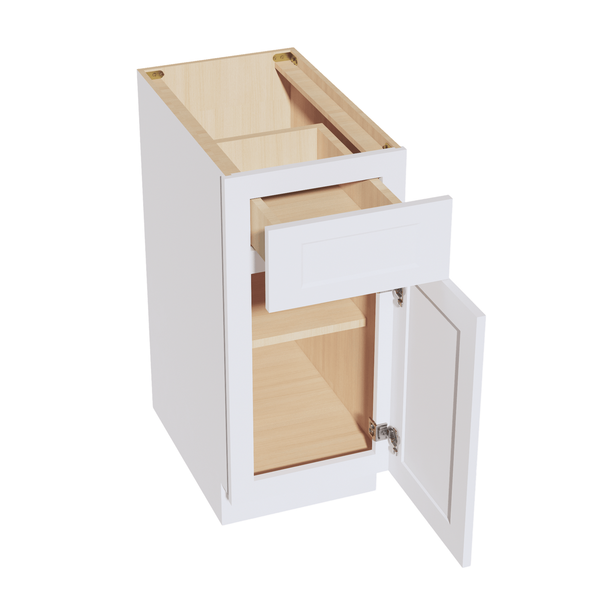 HF - B15: Frost White Shaker 15" 1 Drawer 1 Door Standard Base Cabinet - NextCabinets