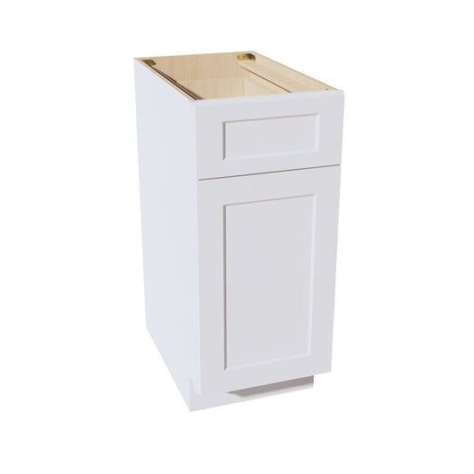 HF - B15: Frost White Shaker 15" 1 Drawer 1 Door Standard Base Cabinet - NextCabinets