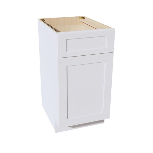 HF - B18: Frost White Shaker 18" 1 Drawer 1 Door Standard Base Cabinet - NextCabinets