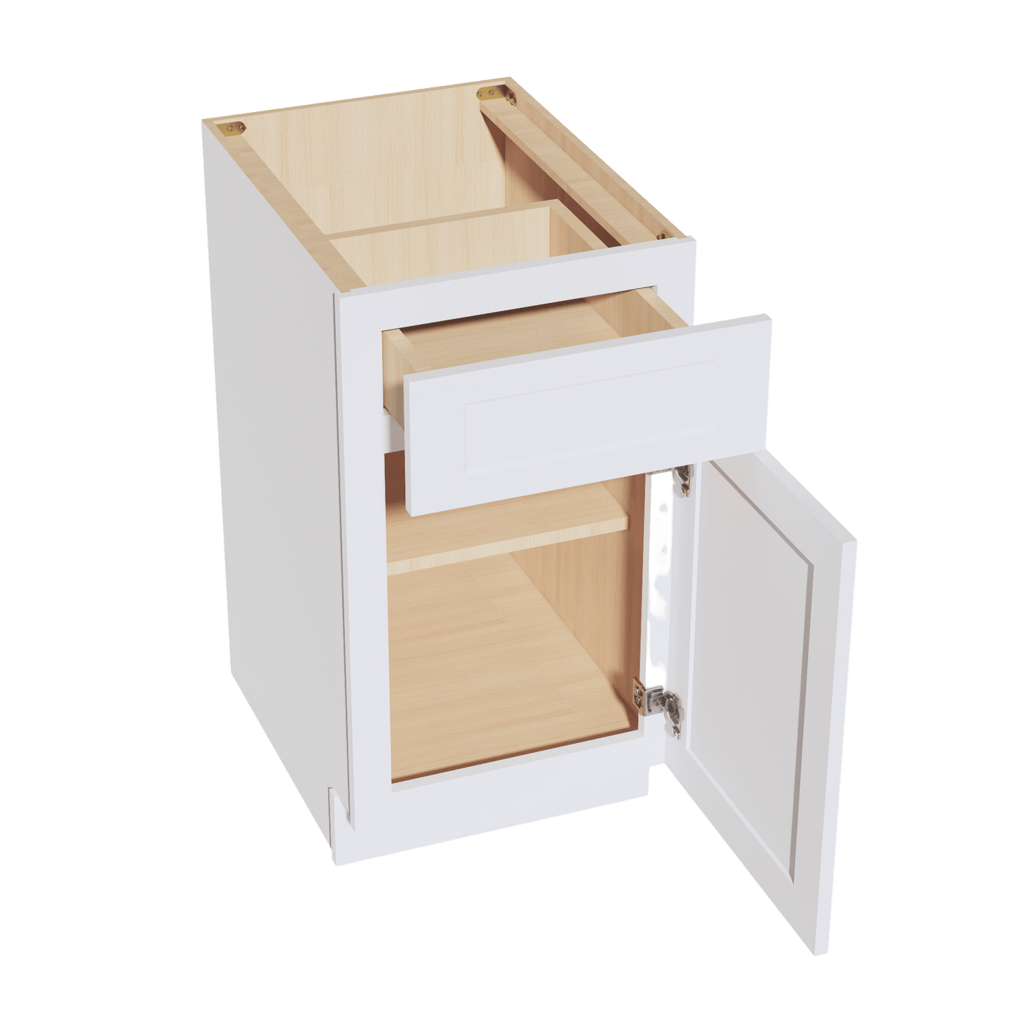 HF - B18: Frost White Shaker 18" 1 Drawer 1 Door Standard Base Cabinet - NextCabinets