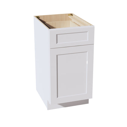 HF - B18TR: Frost White Shaker 18" 1 Drawer Trash Pull Out Base Cabinet - NextCabinets