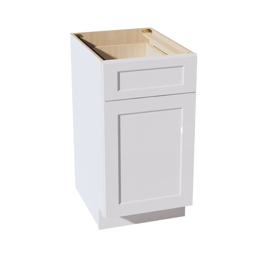 HF - B18TR: Frost White Shaker 18" 1 Drawer Trash Pull Out Base Cabinet - NextCabinets