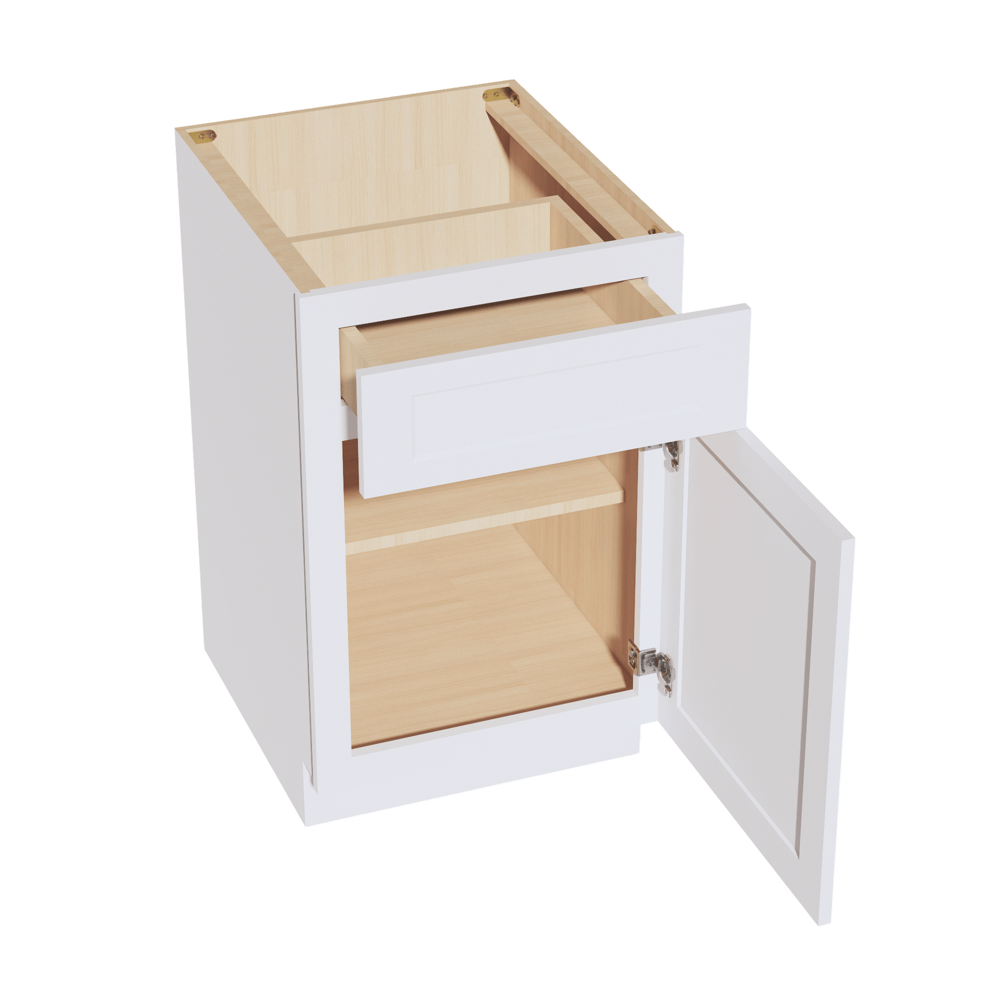 HF - B21: Frost White Shaker 21" 1 Drawer 1 Door Standard Base Cabinet - NextCabinets