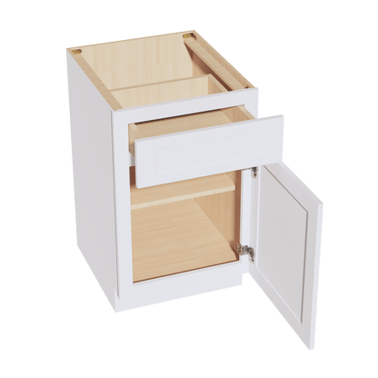 HF - B21: Frost White Shaker 21" 1 Drawer 1 Door Standard Base Cabinet - NextCabinets