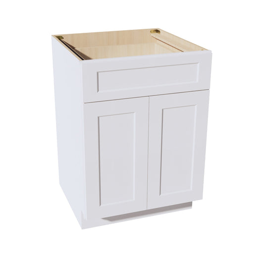 HF - B24: Frost White Shaker 24" 1 Drawer 2 Doors Standard Base Cabinet - NextCabinets