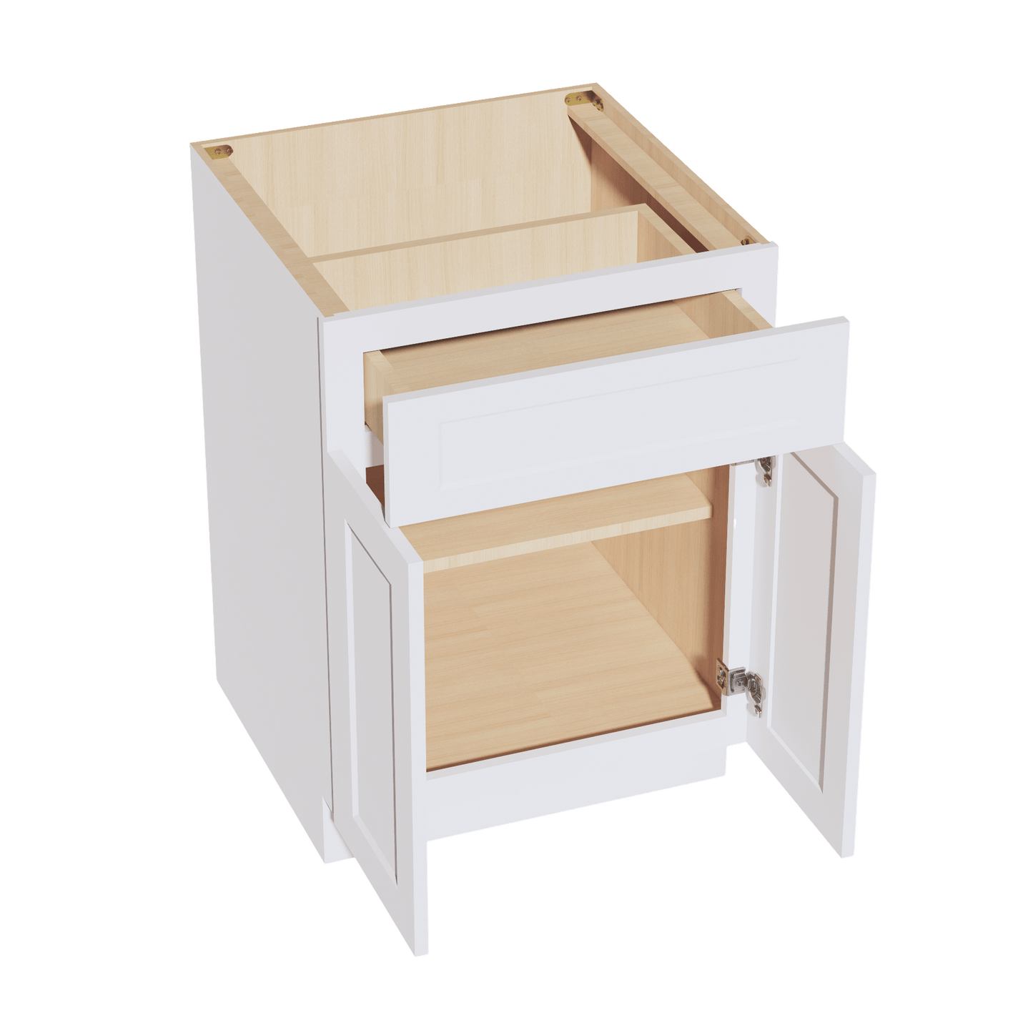 HF - B24: Frost White Shaker 24" 1 Drawer 2 Doors Standard Base Cabinet - NextCabinets