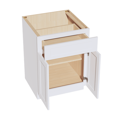 HF - B24: Frost White Shaker 24" 1 Drawer 2 Doors Standard Base Cabinet - NextCabinets