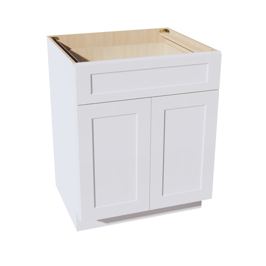 HF - B27: Frost White Shaker 27" 1 Drawer 2 Doors Standard Base Cabinet - NextCabinets