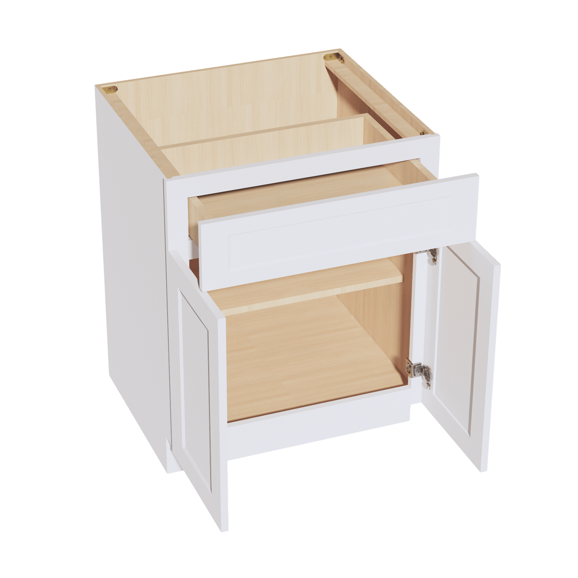 HF - B27: Frost White Shaker 27" 1 Drawer 2 Doors Standard Base Cabinet - NextCabinets