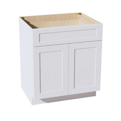 HF - B30: Frost White Shaker 30" 1 Drawer 2 Door Standard Base Cabinet - NextCabinets