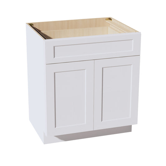 HF - B30: Frost White Shaker 30" 1 Drawer 2 Door Standard Base Cabinet - NextCabinets