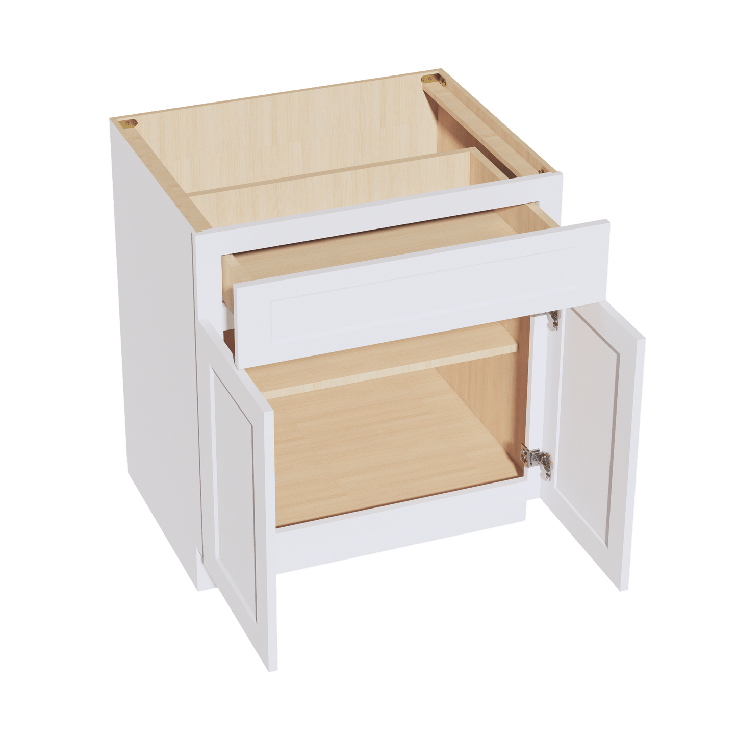 HF - B30: Frost White Shaker 30" 1 Drawer 2 Doors Standard Base Cabinet - NextCabinets