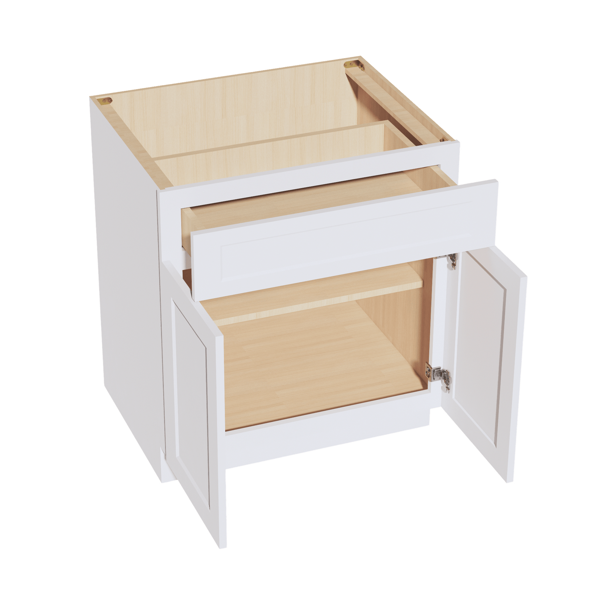 HF - B30: Frost White Shaker 30" 1 Drawer 2 Doors Standard Base Cabinet - NextCabinets