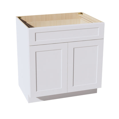 HF - B33: Frost White Shaker 33" 1 Drawer 2 Doors Standard Base Cabinet - NextCabinets
