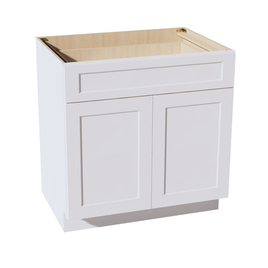 HF - B33: Frost White Shaker 33" 1 Drawer 2 Doors Standard Base Cabinet - NextCabinets