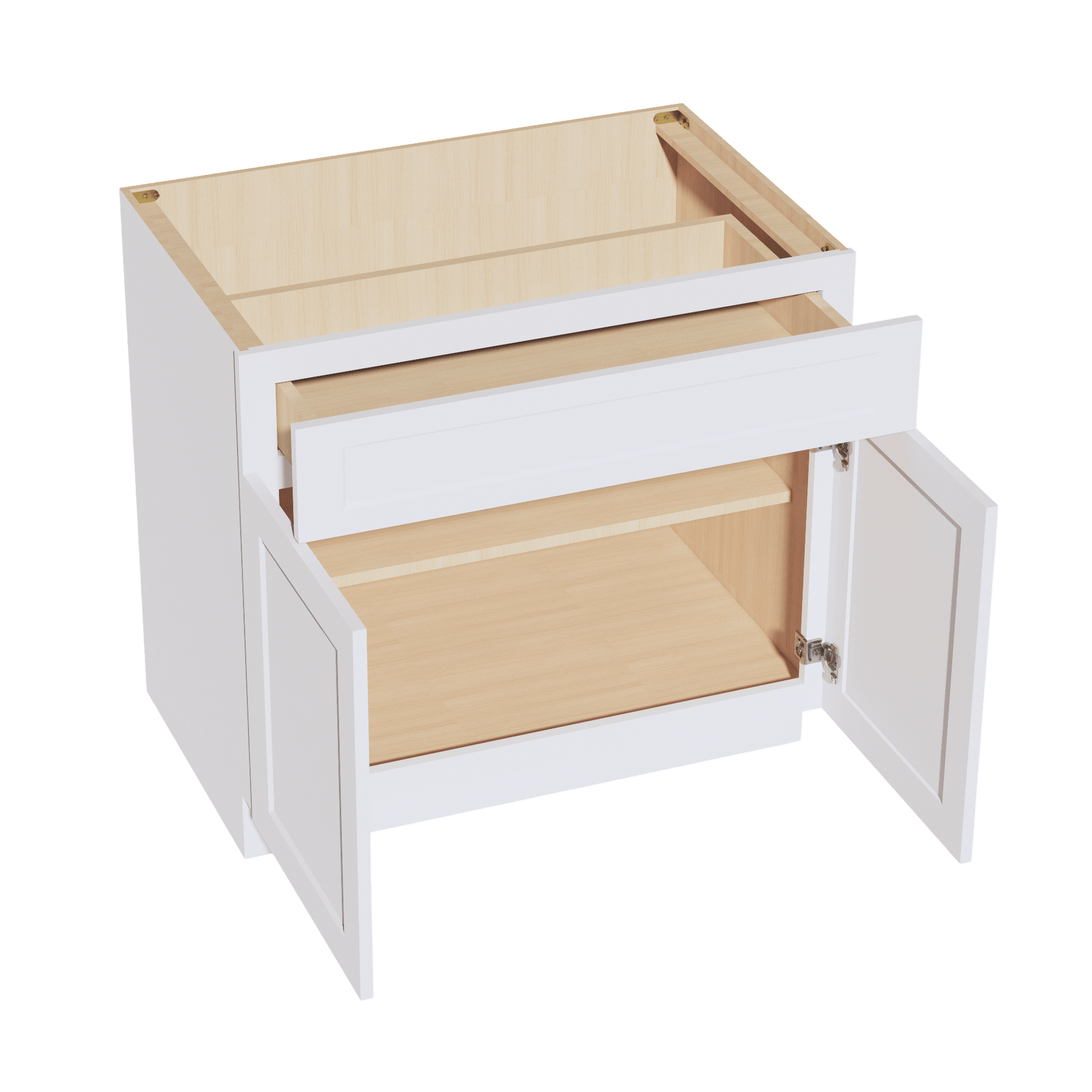 HF - B36: Frost White Shaker 36" 1 Drawer 2 Doors Standard Base Cabinet - NextCabinets
