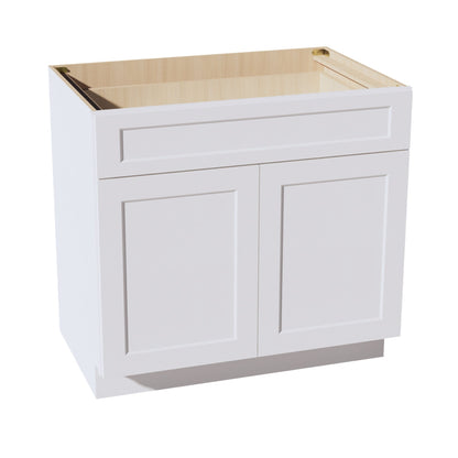 HF - B36: Frost White Shaker 36" 1 Drawer 2 Doors Standard Base Cabinet - NextCabinets