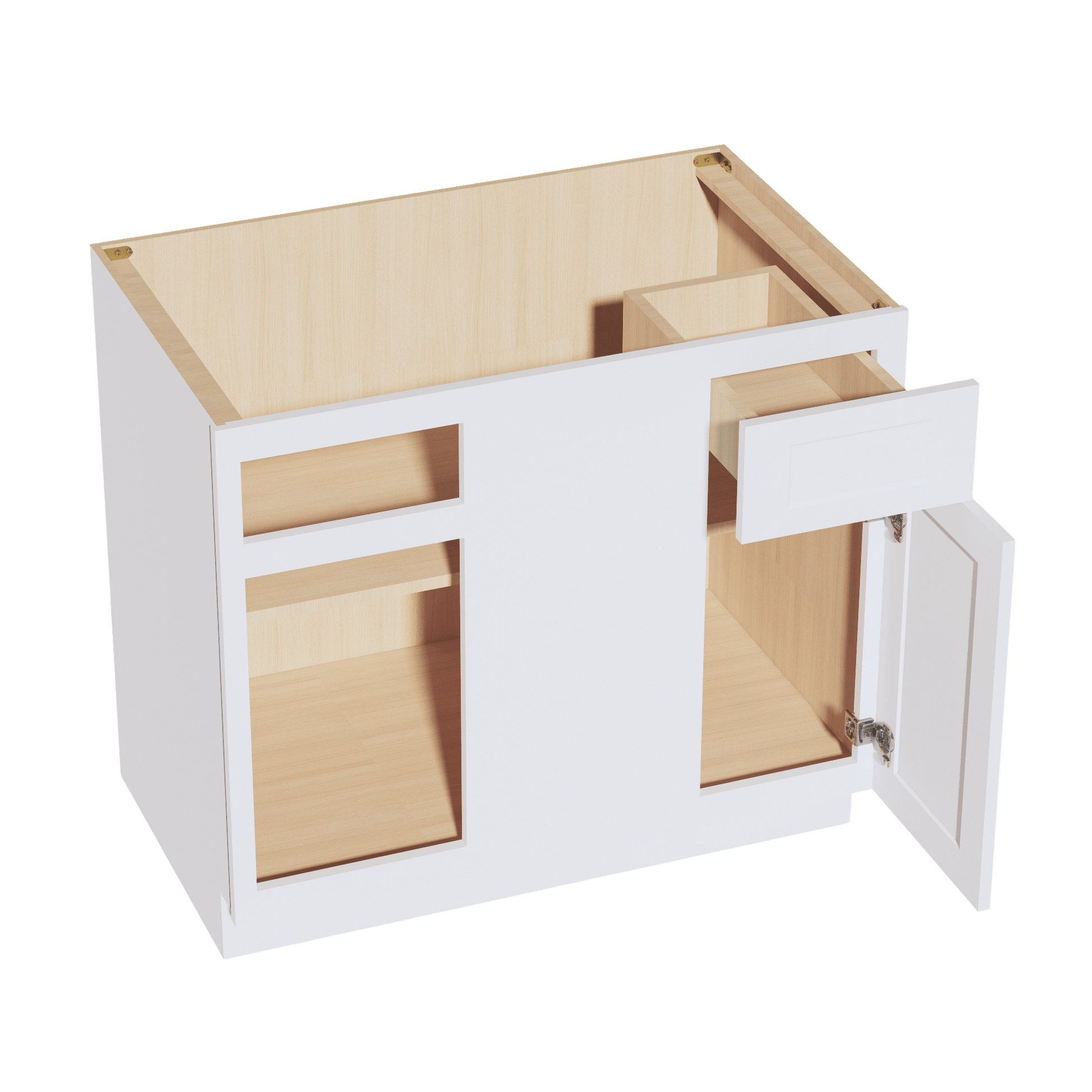 HF - BBC39/42: Frost White Shaker 39" 1 Door & 1 Drawer Blind Corner Base Cabinet - NextCabinets