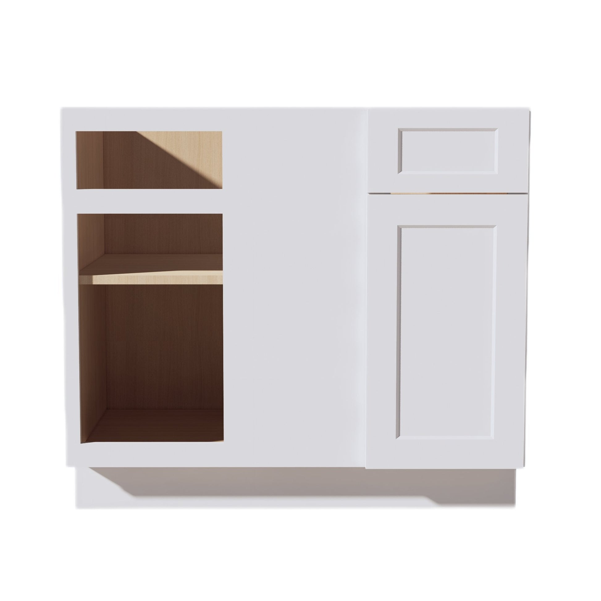 HF - BBC39/42: Frost White Shaker 39" 1 Door & 1 Drawer Blind Corner Base Cabinet - NextCabinets