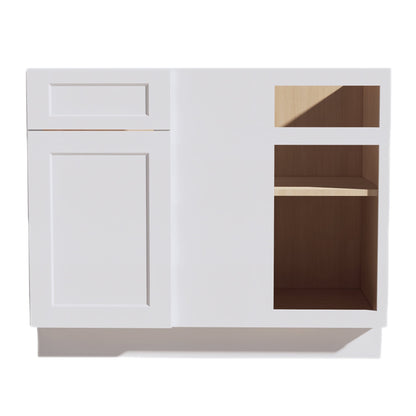 HF - BBC42/45: Frost White Shaker 42" 1 Door & 1 Drawer Blind Corner Base Cabinets - NextCabinets