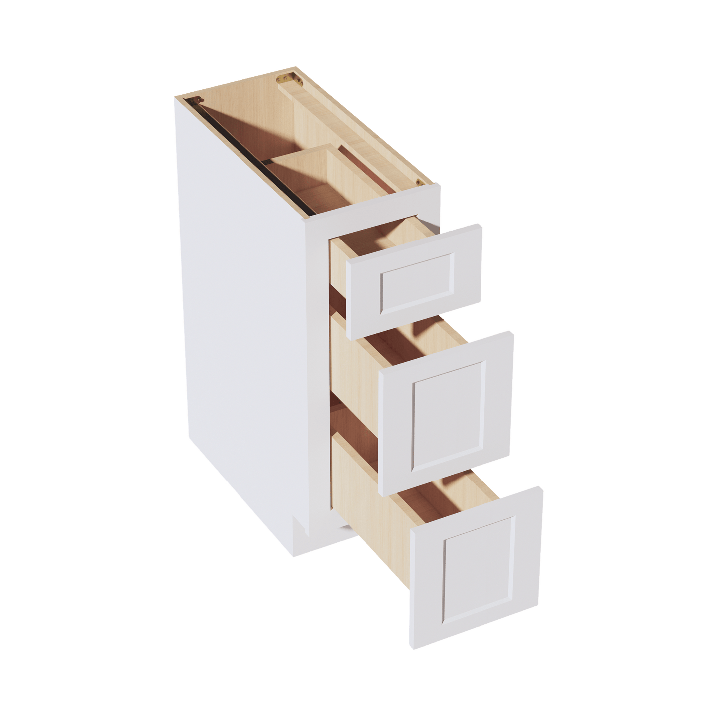 HF - DB12: Frost White Shaker 12" 3 Drawers Base Cabinet - NextCabinets