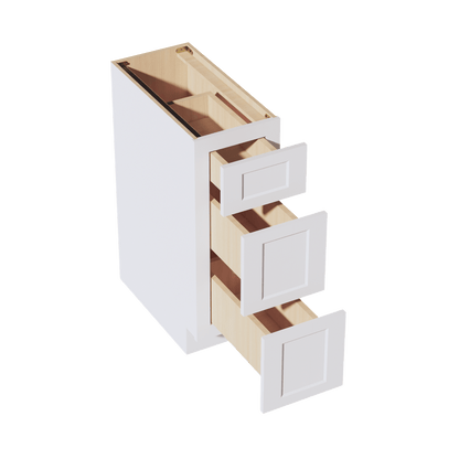 HF - DB12: Frost White Shaker 12" 3 Drawers Base Cabinet - NextCabinets