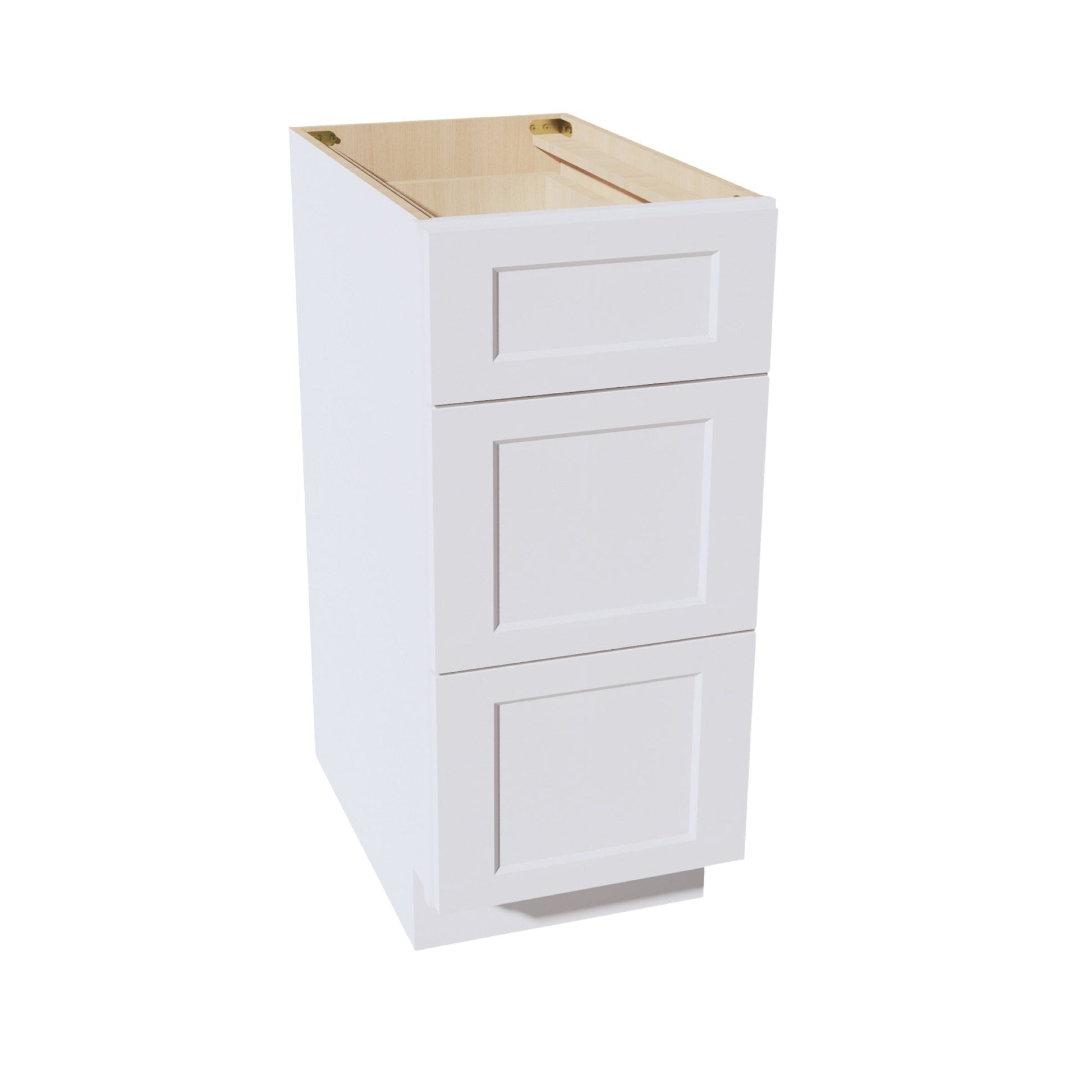 HF - DB15: Frost White Shaker 15" 3 Drawers Base Cabinet - NextCabinets