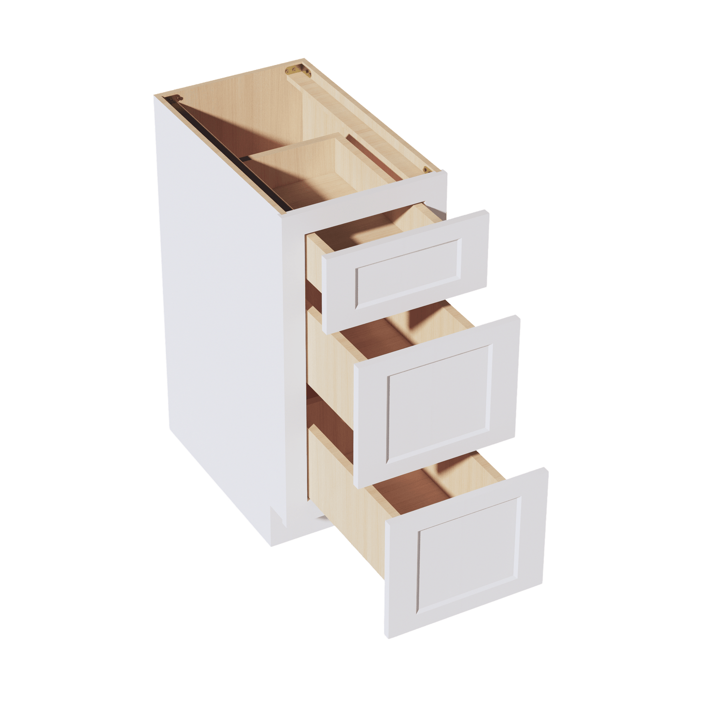 HF - DB15: Frost White Shaker 15" 3 Drawers Base Cabinet - NextCabinets