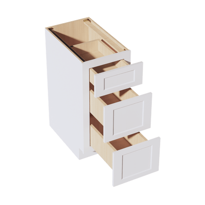 HF - DB15: Frost White Shaker 15" 3 Drawers Base Cabinet - NextCabinets