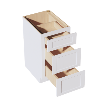 HF - DB18: Frost White Shaker 18" 3 Drawers Base Cabinet - NextCabinets