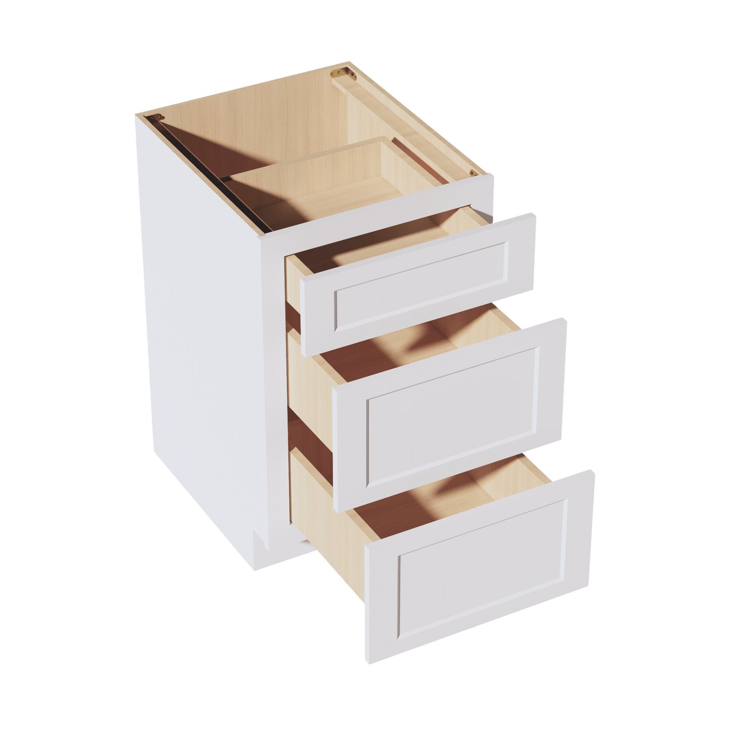 HF - DB21: Frost White Shaker 21" 3 Drawers Base Cabinet - NextCabinets