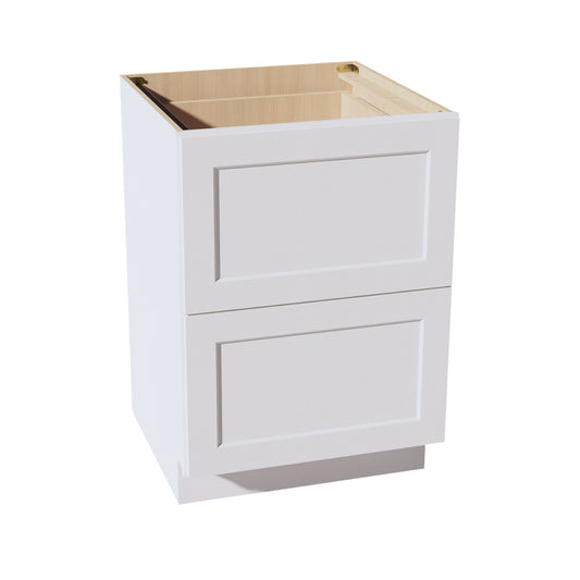 HF - DB24 - 2: Frost White Shaker 24" 2 Drawers Base Cabinet - NextCabinets