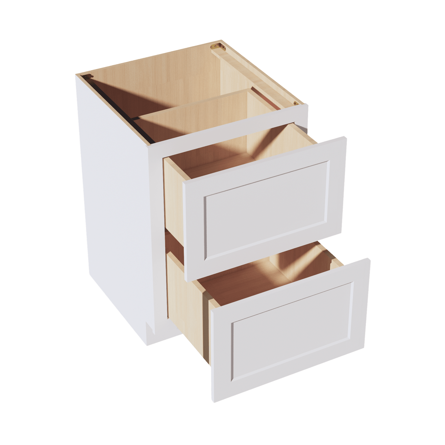 HF - DB24 - 2: Frost White Shaker 24" 2 Drawers Base Cabinet - NextCabinets