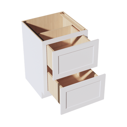 HF - DB24 - 2: Frost White Shaker 24" 2 Drawers Base Cabinet - NextCabinets