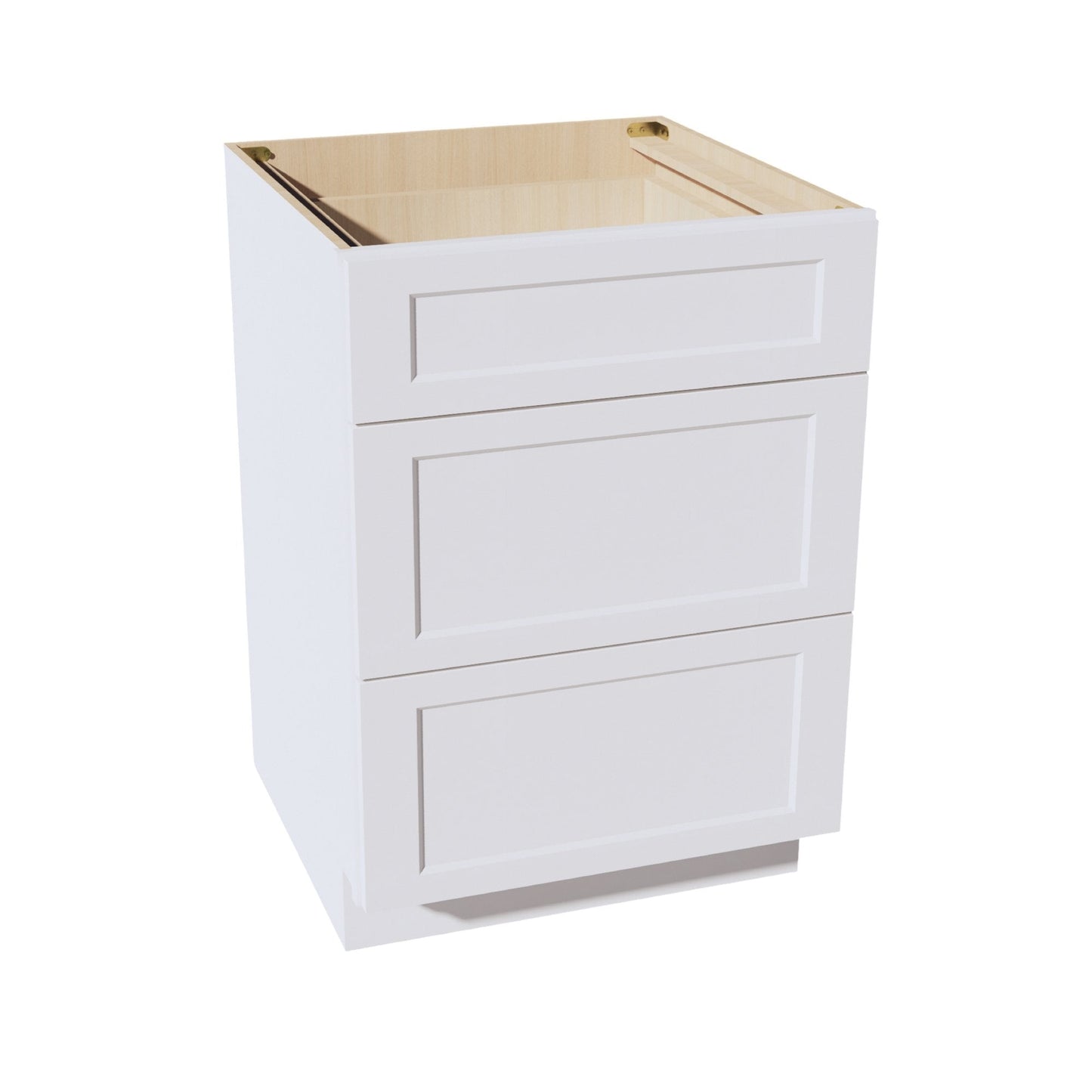 HF - DB27: Frost White Shaker 27" 3 Drawers Base Cabinet - NextCabinets